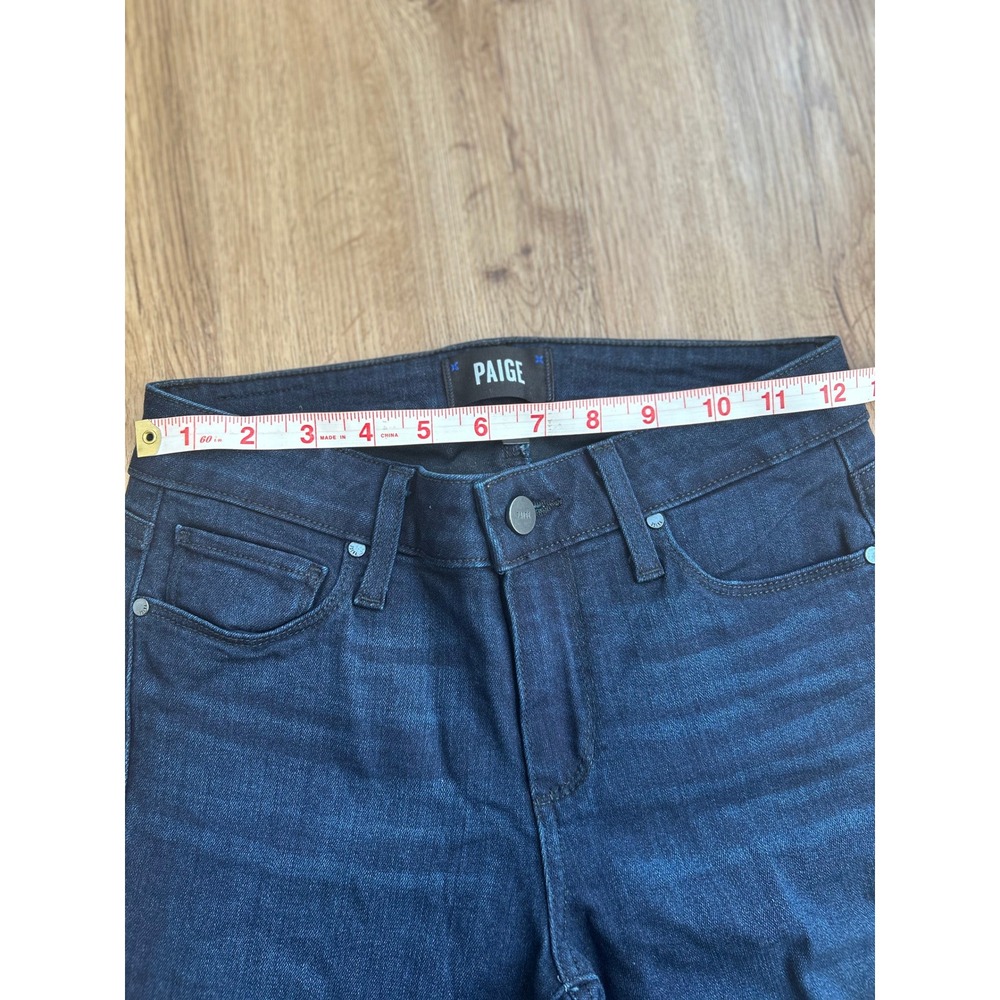 PAIGE Manhattan Slim Bootcut Jeans Dark Indigo Blue Stretch Denim Size 25 - Picture 8 of 9